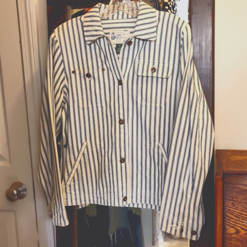 Ralph Lauren cream & blue striped jean jacket